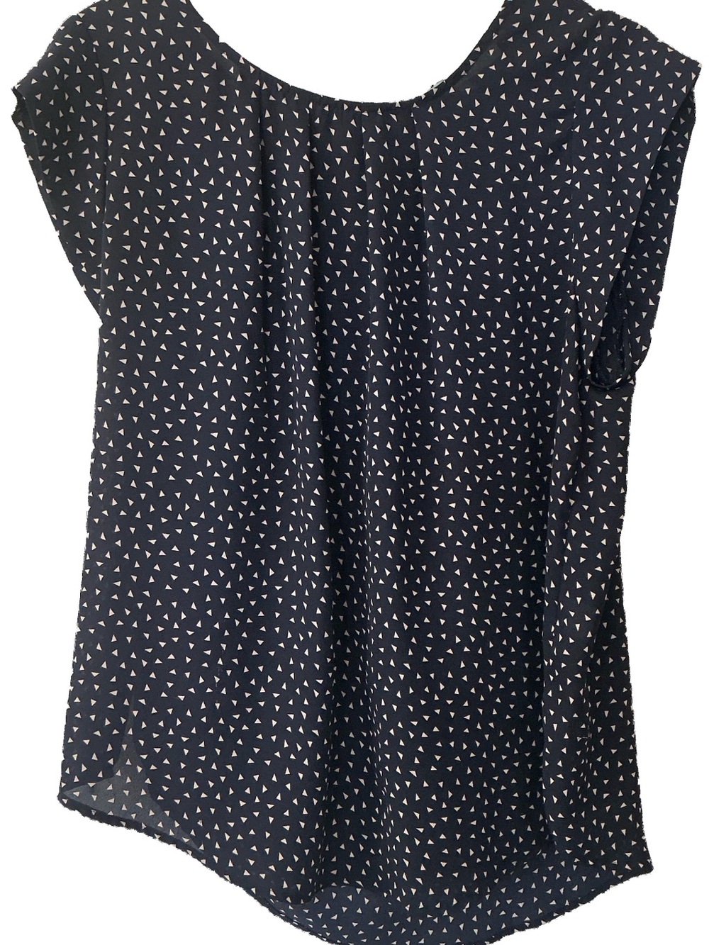 Source Unknown Black Blouse with Cream Triangle Print